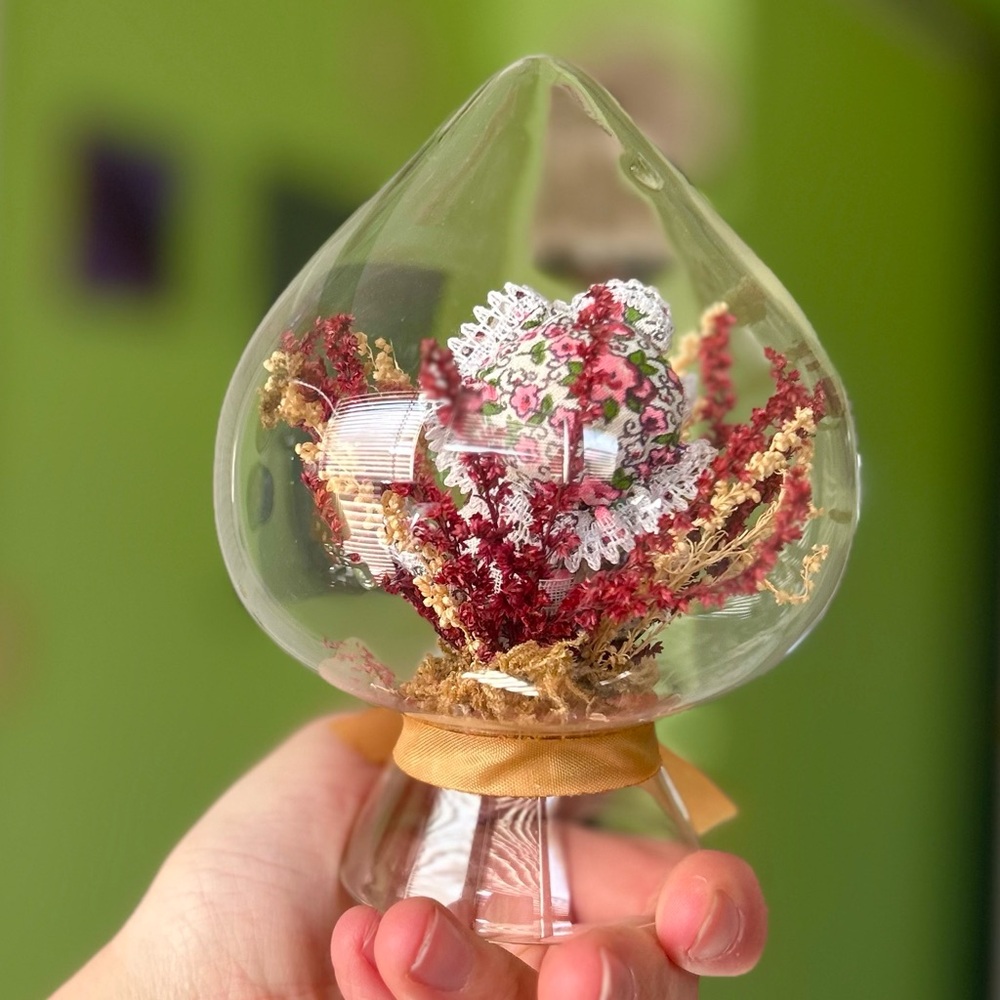 Dainty Cottagecore Encased Girl Floral Plant In Bulb Standing Home Decor Accent - Picture 4 of 7